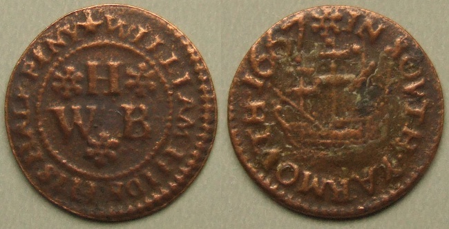 Yarmouth, Isle of Wight, William Hide 1667 halfpenny N2046